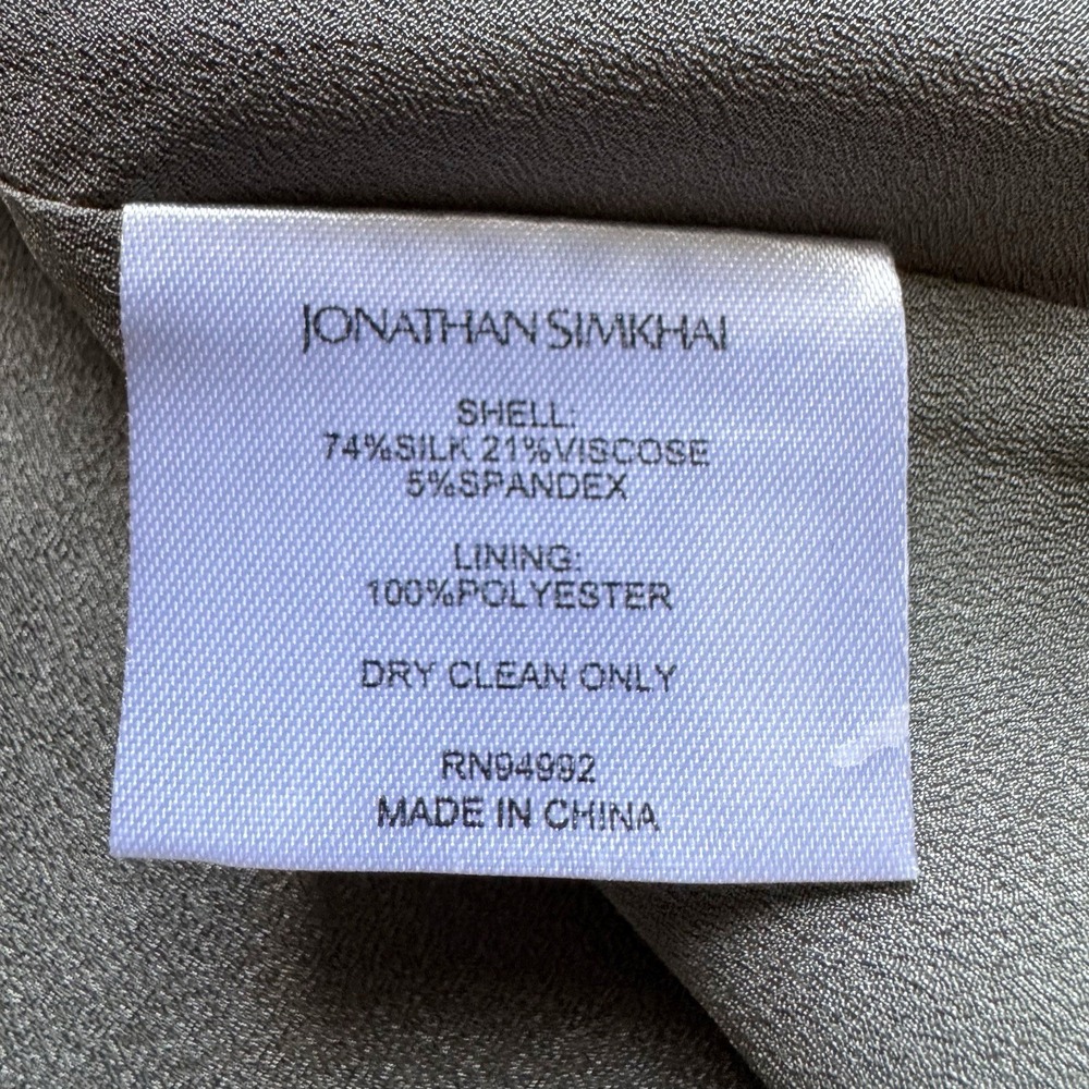$448 Jonathan Simkhai Eucalyptus Green Silk Midi Dress Sz 6 Designer Chic Luxe - Picture 15 of 16